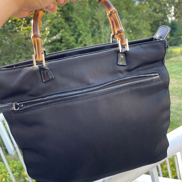 GUCCI 1990s Bamboo Nylon Canvas Bag Black - Picture 7 of 16